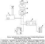 Схема подключения электрооборудования медицинского салона УАЗ-396295-470 для сети 220 Вольт