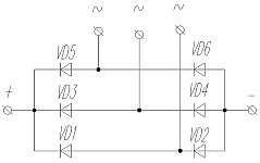 Электрическая схема генераторного полупроводникового выпрямительного блока БПВ56-65-02А