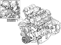 Расположение датчика ТМ106-10 или ТМ106-11 на двигателе УМЗ-421 автомобиля УАЗ