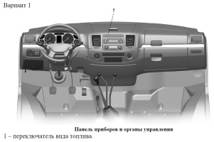 Варианты панели приборов и органов управления автомобилей Газель Бизнес ГБО LPG