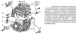 Расположение датчиков системы управления двигателем ЗМЗ-409 Евро 2 на Уаз Патриот