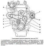 Схема привода генератора двигателя ЗМЗ-40911 с насосом ГУР