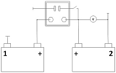 Схема подключения второго аккумулятора и устройства развязки аккумуляторов УРА-200х от компании КомфортМоторСпорт
