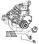Расположение датчиков давления масла 23.3829 и 6012.3829 в автомобилях УАЗ с двигателем УМЗ-4213