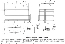Установка каркаса и тента на платформу автомобилей Соболь ГАЗ-2310 и ГАЗ-23107, комплект деталей для установки каркаса и тента, порядок установки тента