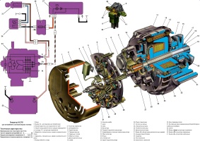 Электрическая схема и подключение генератора 94.3701 для ВАЗ-21214 Лада 4х4 с инжекторным двигателем