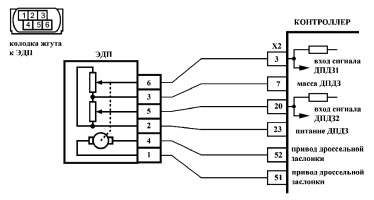 Схема подключения дроссельного патрубка с электроприводом 21126-1148010