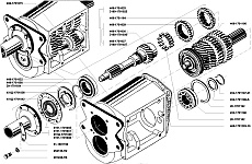 Ведомый вал коробки передач УАЗ-3741, УАЗ-3962, УАЗ-3909, УАЗ-2206, УАЗ-3303 расположен на одной оси с ведущим валом и имеет две опоры