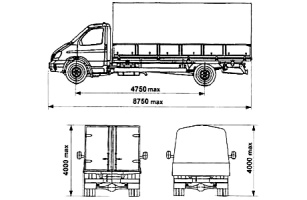 Основные размеры автомобилей Валдай ГАЗ-33106