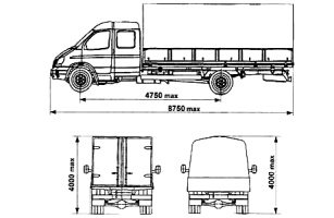 Основные размеры автомобилей ГАЗ-331063