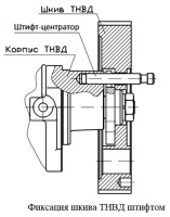 Зафиксировать ТНВД дизельного двигателя ЗМЗ-5143.10 Евро-3 с помощью штифта-центратора ТНВД ЗМ 6999-4119