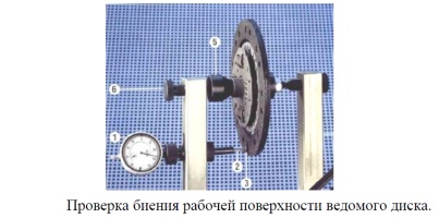 Проверка биения рабочей поверхности ведомого диска 4063.1601130-03